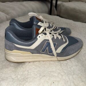 Men’s 10.5 New Balance Blue-Gray and Cream Sneakers